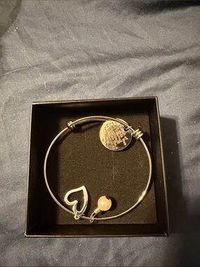 Delicate silverTone Heart Charm Bangle Bracelet for loss of loved one